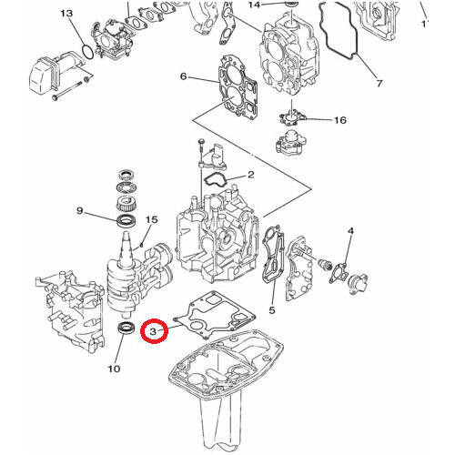 Прокладка под блок двигателя Yamaha F9.9-15 Yamaha прокладка натяжителя цепи грм yamaha 4x7 12213 00 00 4dw 12213 00 00