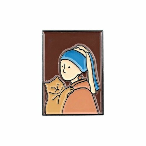 Значок Девушка с жемчужной серёжкой (и котом), Ян Вермеер