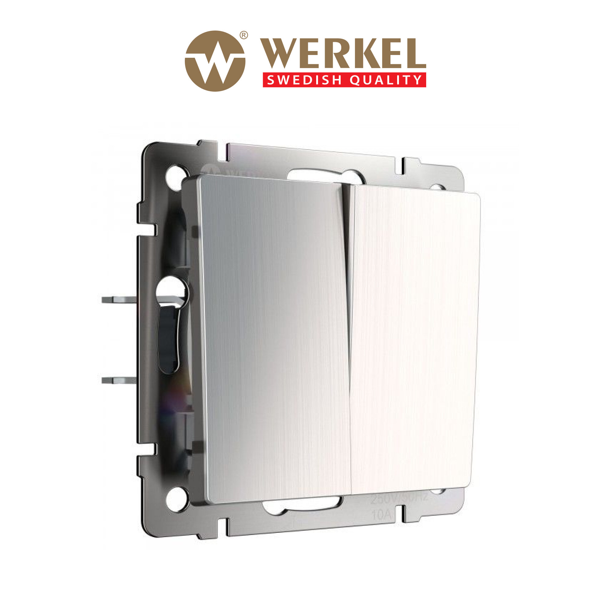 Выключатель двухклавишный Werkel W1120002 глянцевый никель IP20