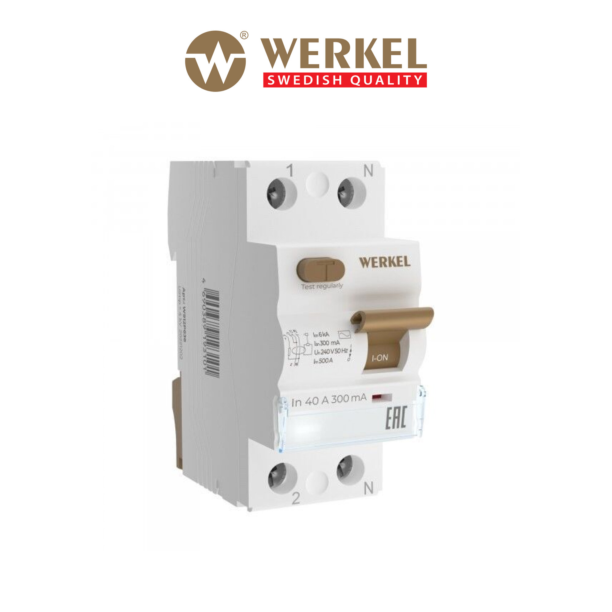 Устройство защитного отключения 1P+N Werkel W912P404 электромеханический 40 А 300 mA AC 6 kA