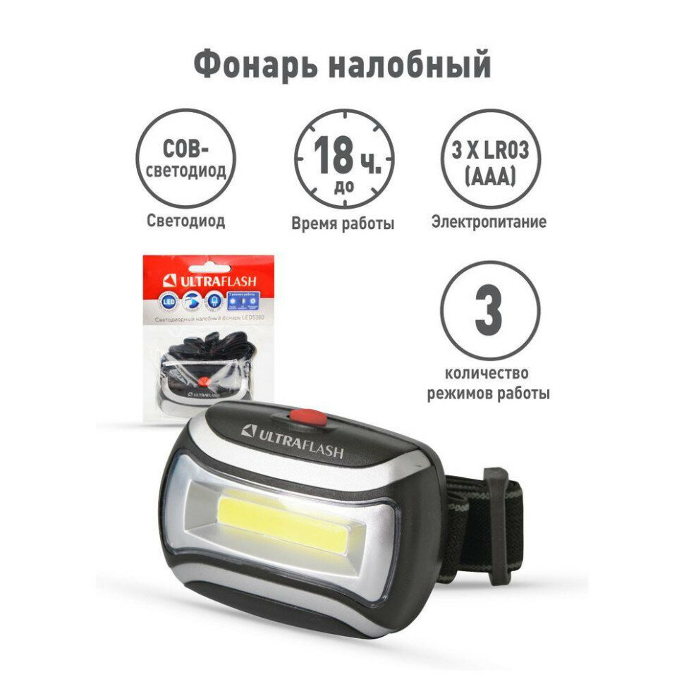 Налобный фонарь Ultraflash LED5380 черный - фото №20