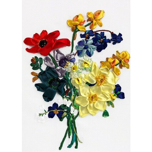 Букет с нарциссами ВЛ-1004 Любава Набор для вышивания 21 х 27 см Вышивка лентами 757₽