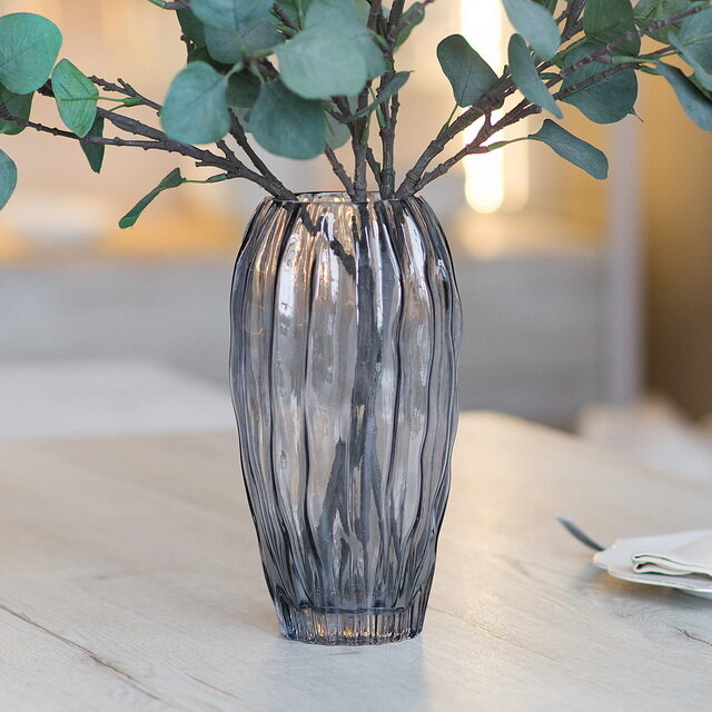 фото Edelman Стеклянная ваза Francisca 27 см серая 1122491