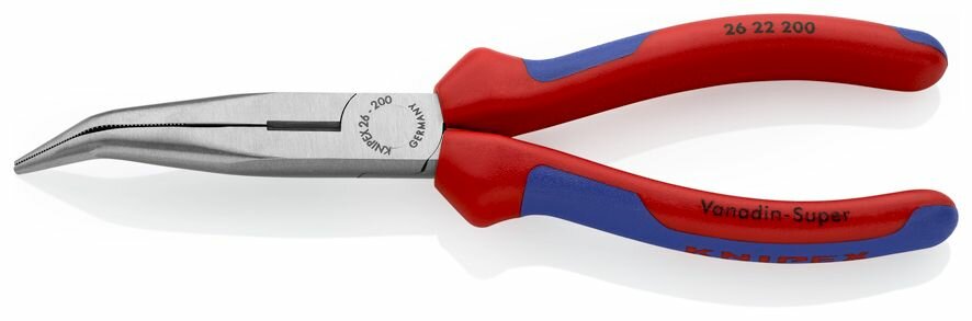 Длинногубцы KNIPEX с режущими кромками, губки 40, 200 мм, фосфатированные, 2-комп ручки KN-2622200