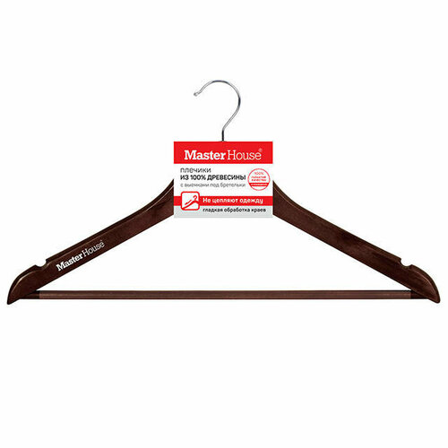 Вешалка master house линда универсальная дерево 45 см с противоскользящим покрытием цвет орех 925₽