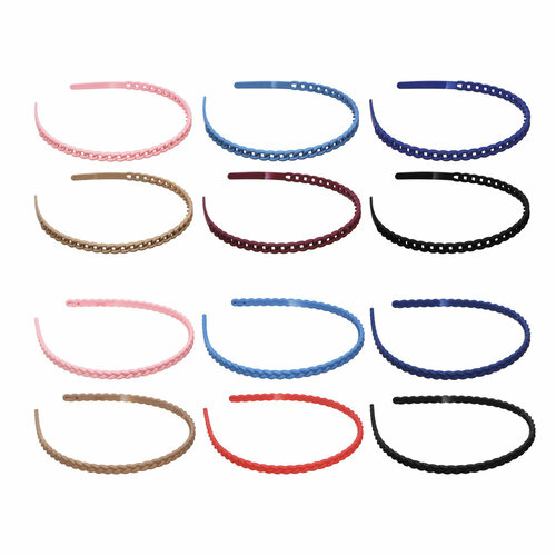 BERIOTTI Ободок для волос, 0,7см, пластик, 2 дизайна, 12 штук