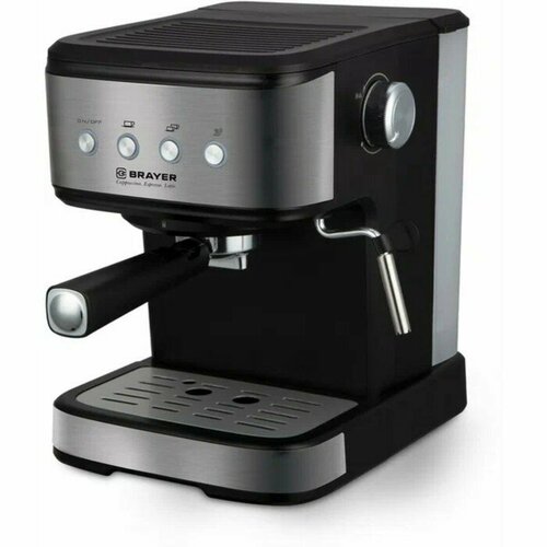 BRAYER Кофеварка BRAYER BR1114 рожковая 1100 Вт 15 л капучинатор чёрно-серебристая 1404900₽