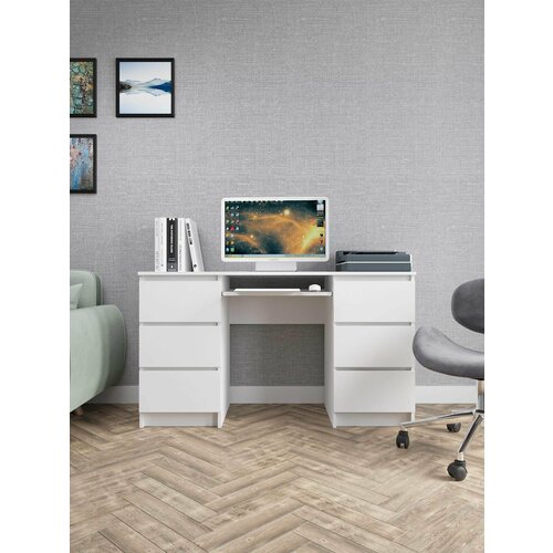 Стол компьютерный с ящиками 135х78х50 белый ЛДСП Мебель Кинг 8490₽