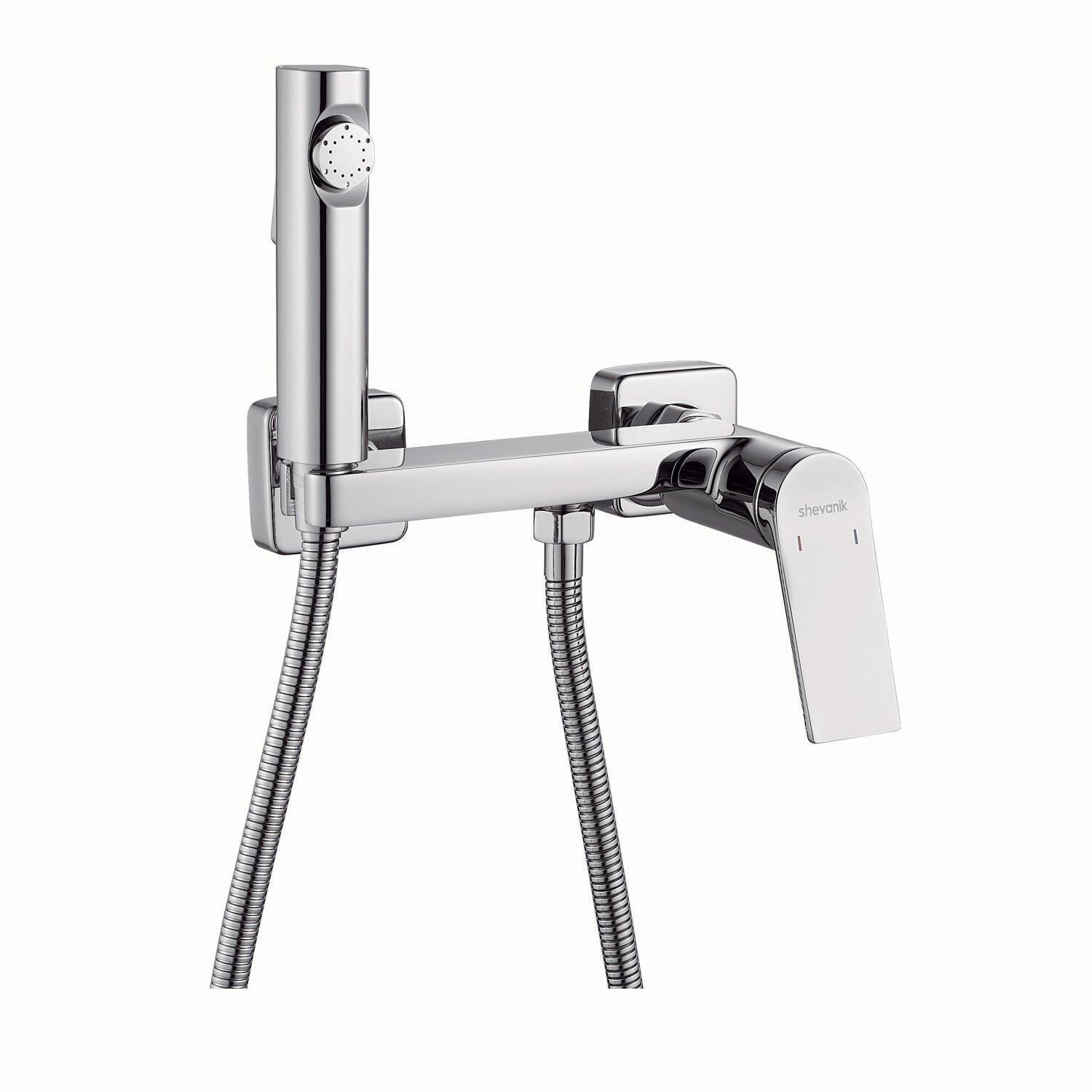 Гигиенический смеситель Shevanik S4105-1, латунь, с лейкой, жесткий шланг, длина излива 45 см — фото 1