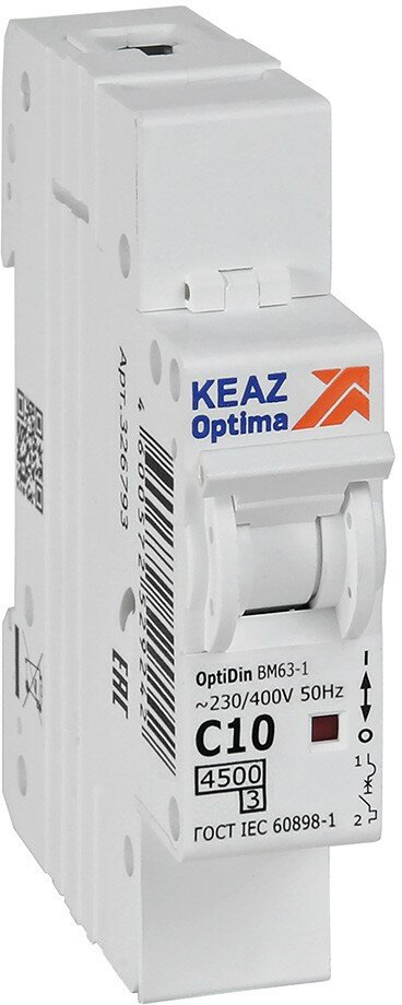 Автоматический выключатель КЭАЗ OptiDin BM63-1C10-4,5-УХЛ3 (326793)