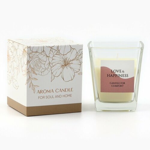 Свеча ароматическая в стакане Happiness грейпфрут и мёд 68 х 8 см 603₽