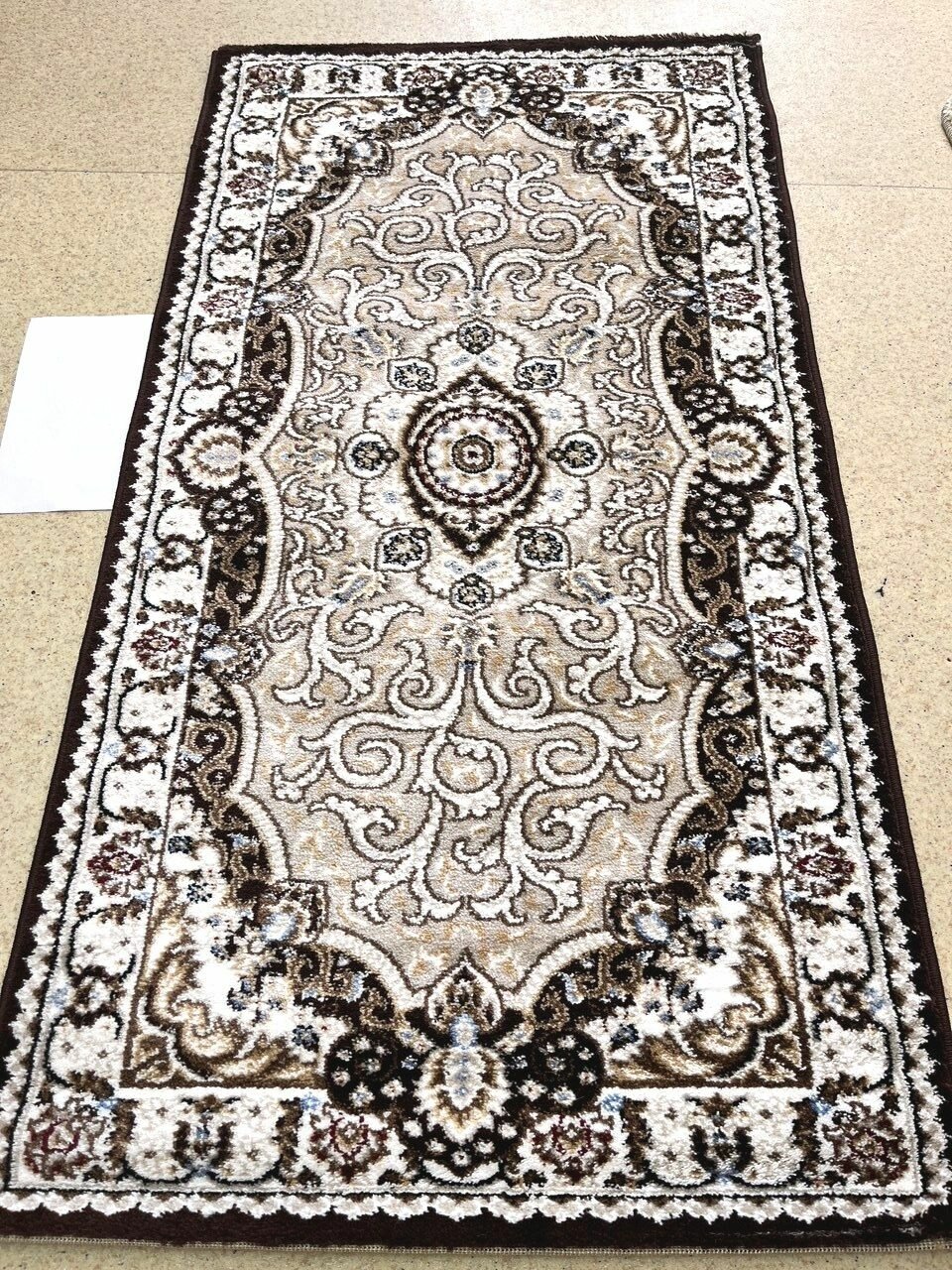 Ковер Классический БАЛ текстиль Elegant KZ Q897B Бежевый Коричневый 08 м на 15 м