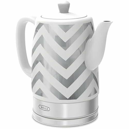 Электрический чайник и чайник BELLA керамический водонагреватель со съемным поворотным основанием автоматическим отключением и защитой от выкипания 15 литра серебряный шевронный узор 16974₽