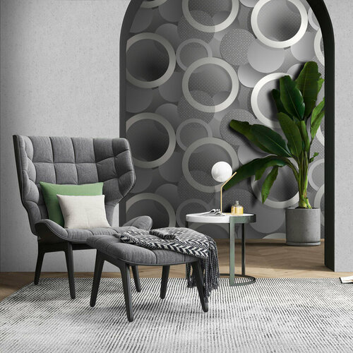 Обои антивандальные, винил горячего тиснение, моющиеся на флизелиновой основе Spectrum 1.06м х 10.05м, темно-серый цвет