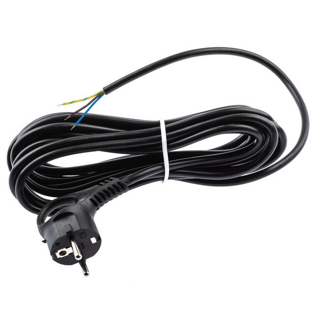 Шнур сетевой с вилкой ЭРА 3x075 с заземлением 6А 15м черный