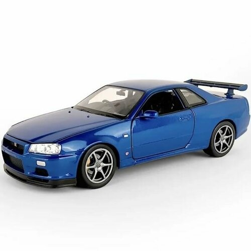 фото Машинка welly металлическая модель автомобиля nissan skyline gt-r r34 ниссан скайлайн 1/24