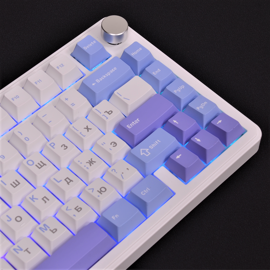 Клавиатура Attack Shark X85 Starlight White (0318) белый/голубой/фиолетовый Русская раскладка USB, Радиоканал, Bluetooth — фото 1