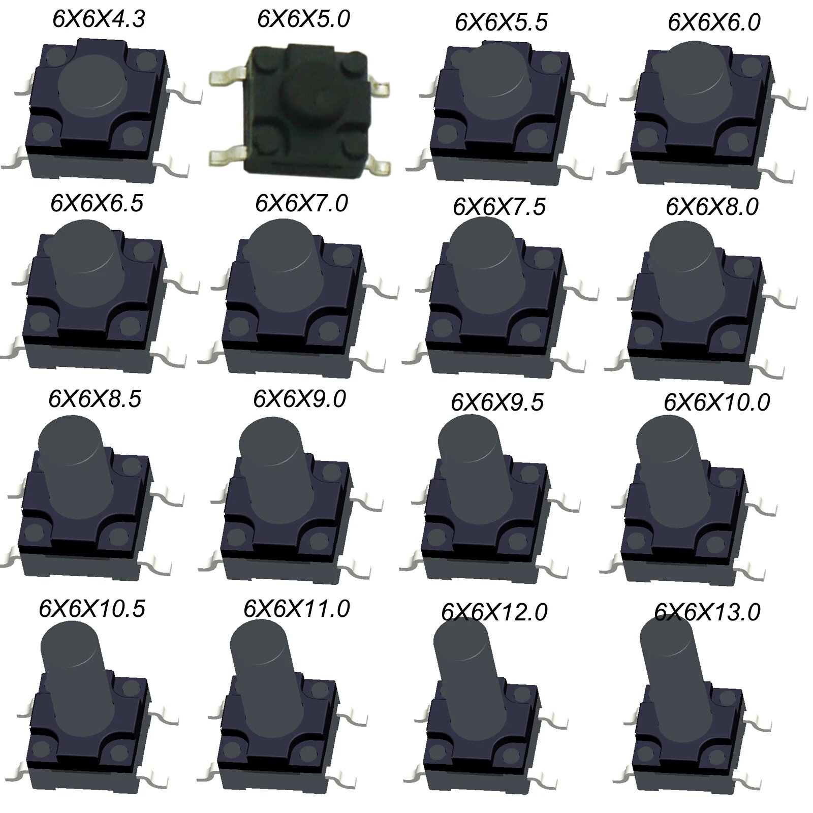 Водонепроницаемые тактические кнопки 6x6 мм 20 шт H 15MM 6X6 SMT Waterproof 20pieces