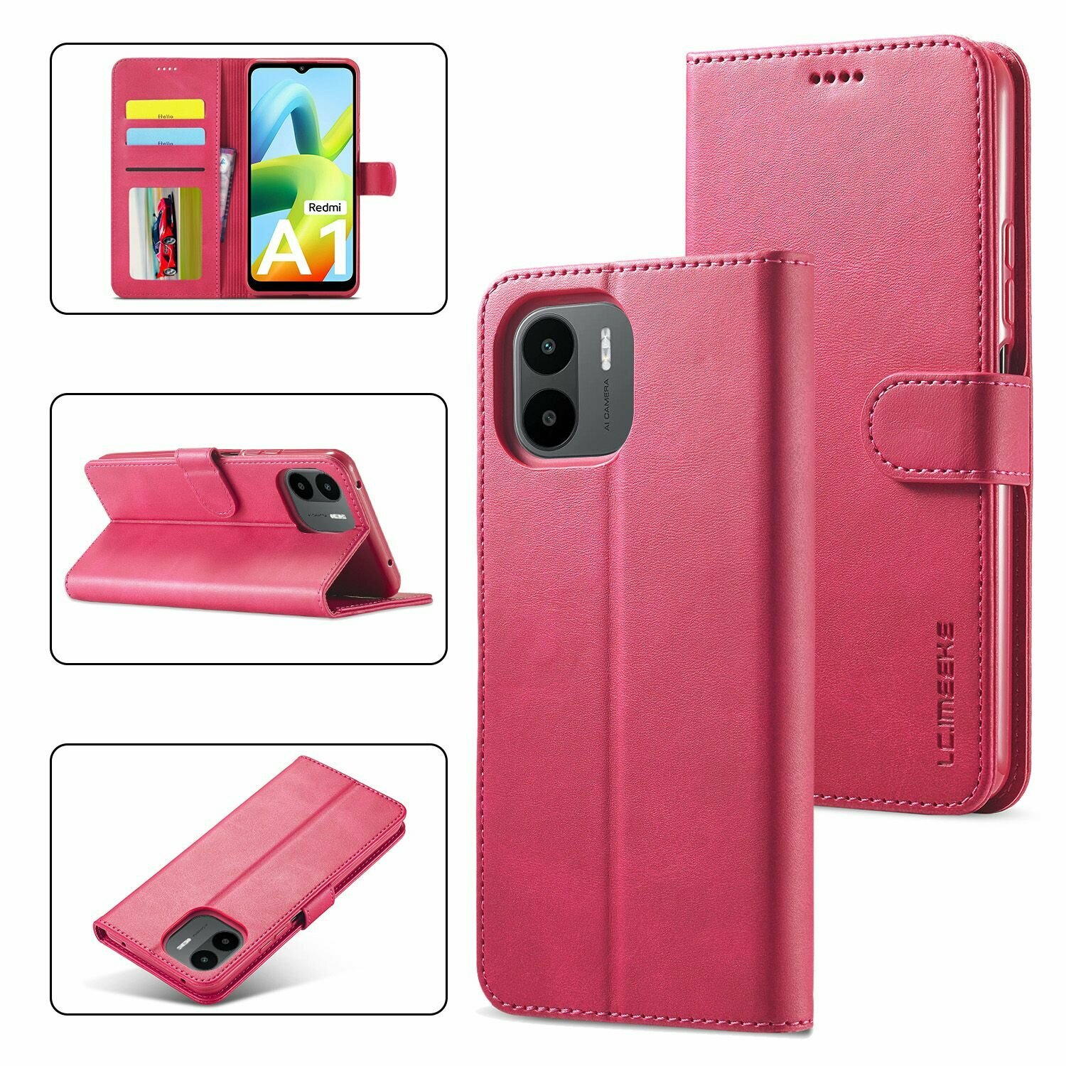 Картинки LCIMEEKE Кожаный книжка чехол для Xiaomi Redmi A1/A2 /Сяоми Ксиаоми Редми А1 / A2 с визитницей из экокожи