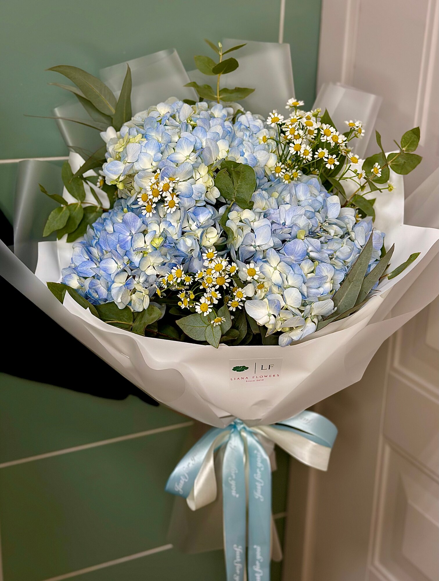 Букет Liana Flowers "Гортензия и Матрикария" сборный 3 цветка