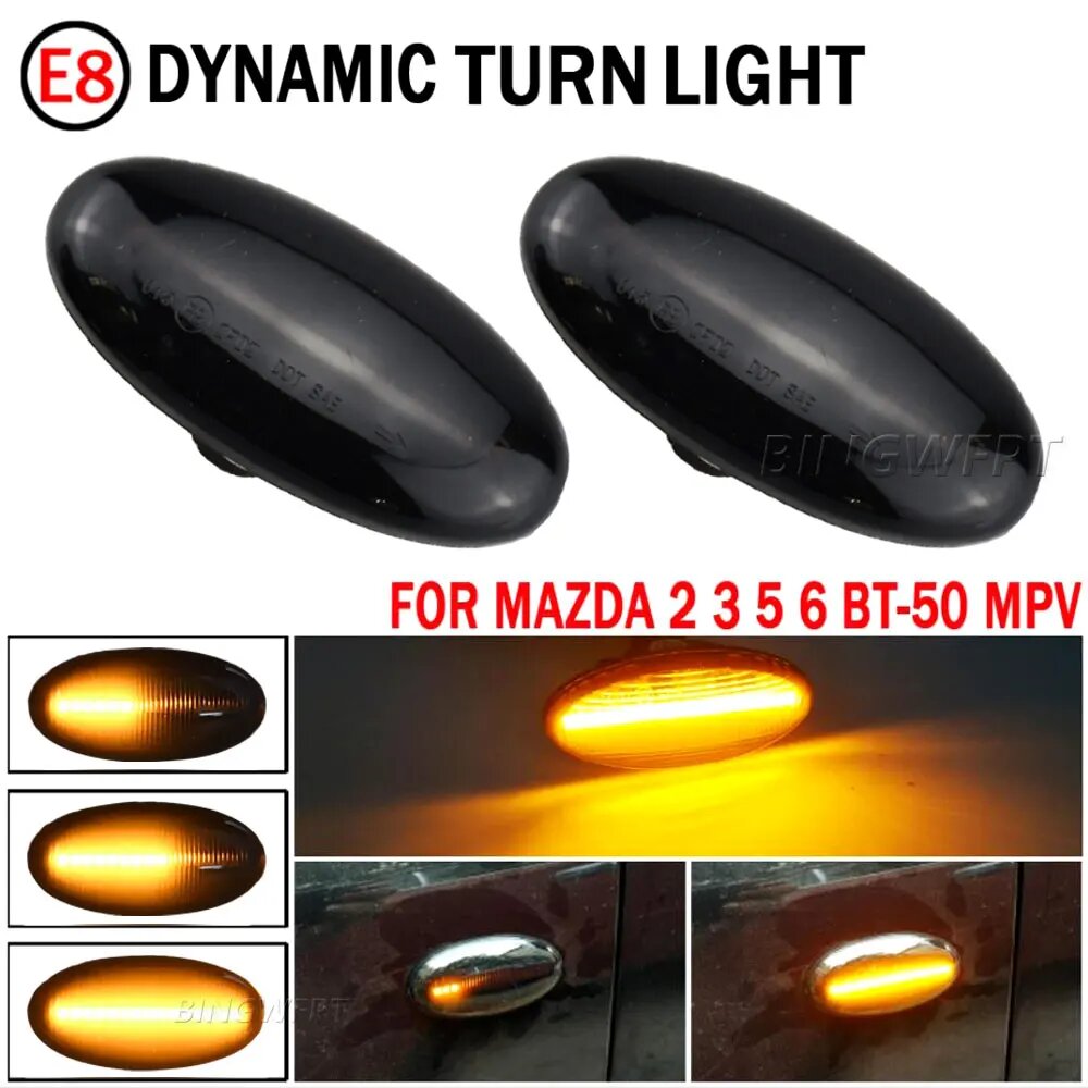 шт, задние фонари для Mazda 2, Mazda 3, 5, 6, Dynamic Smoked Black