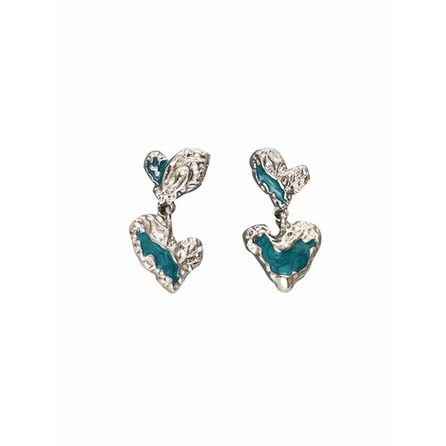 фото Серьги, фианит, серебристый/голубой be self true jewel
