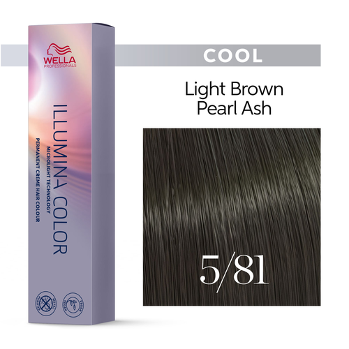 фото Wella illumina color 5/81 - стойкая краска светлый шатен жемчужно-пепельный 60 мл