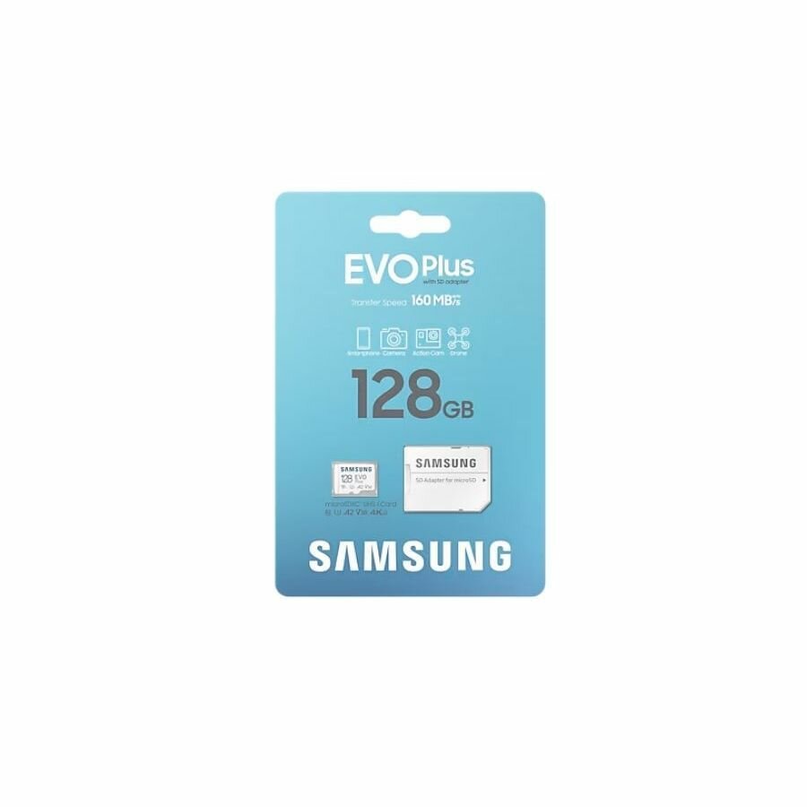 Карта памяти Samsung 128GB EVO PLUS (2024) U3, V30, A2 + adapter (MB-MC128SA/EU)