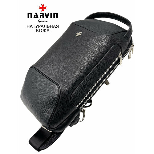 Сумка поясная NARVIN, фактура матовая, зернистая, черный