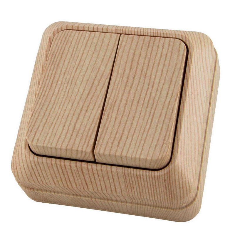 Выключатель 2 клав. IP20 10А, сосна Ладога TDM {SQ1801-0044} 1 шт