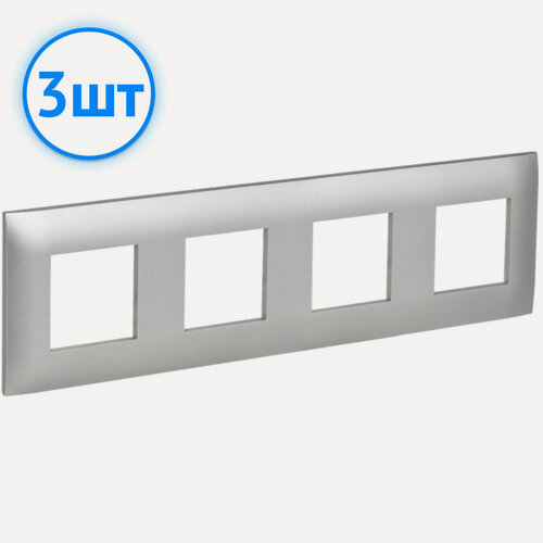 Изображение товара Рамка электроустановочная 4-постовая IEK SKANDY серебряный SK-F04S SK-M42-K23 (комплект из 3 шт.)