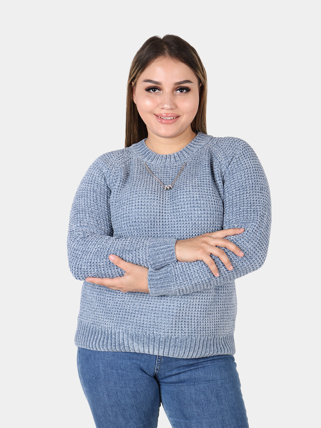 Джемпер размер One Size, , синий меланж