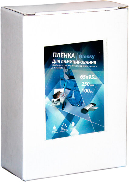 Плёнка для ламинирования Bulros 65х95 мм, 250 мкм, глянцевая, 100 шт.