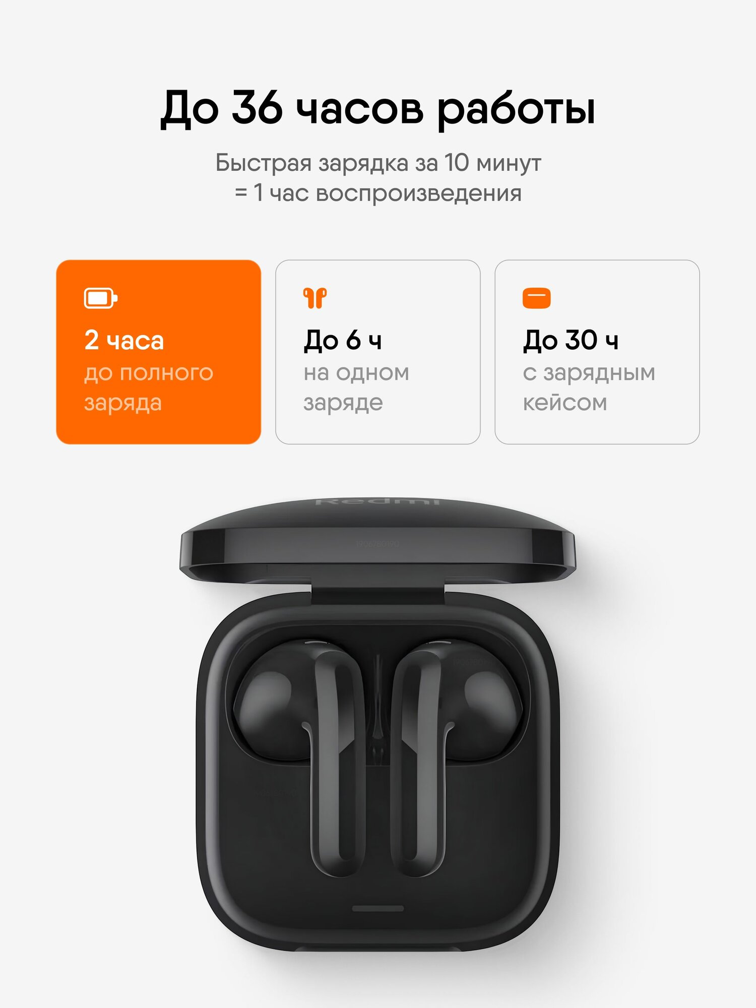 Беспроводные наушники TWS Xiaomi Redmi Buds 6 Active для смартфона, вкладыши блютус с кейсом, черные — фото 1
