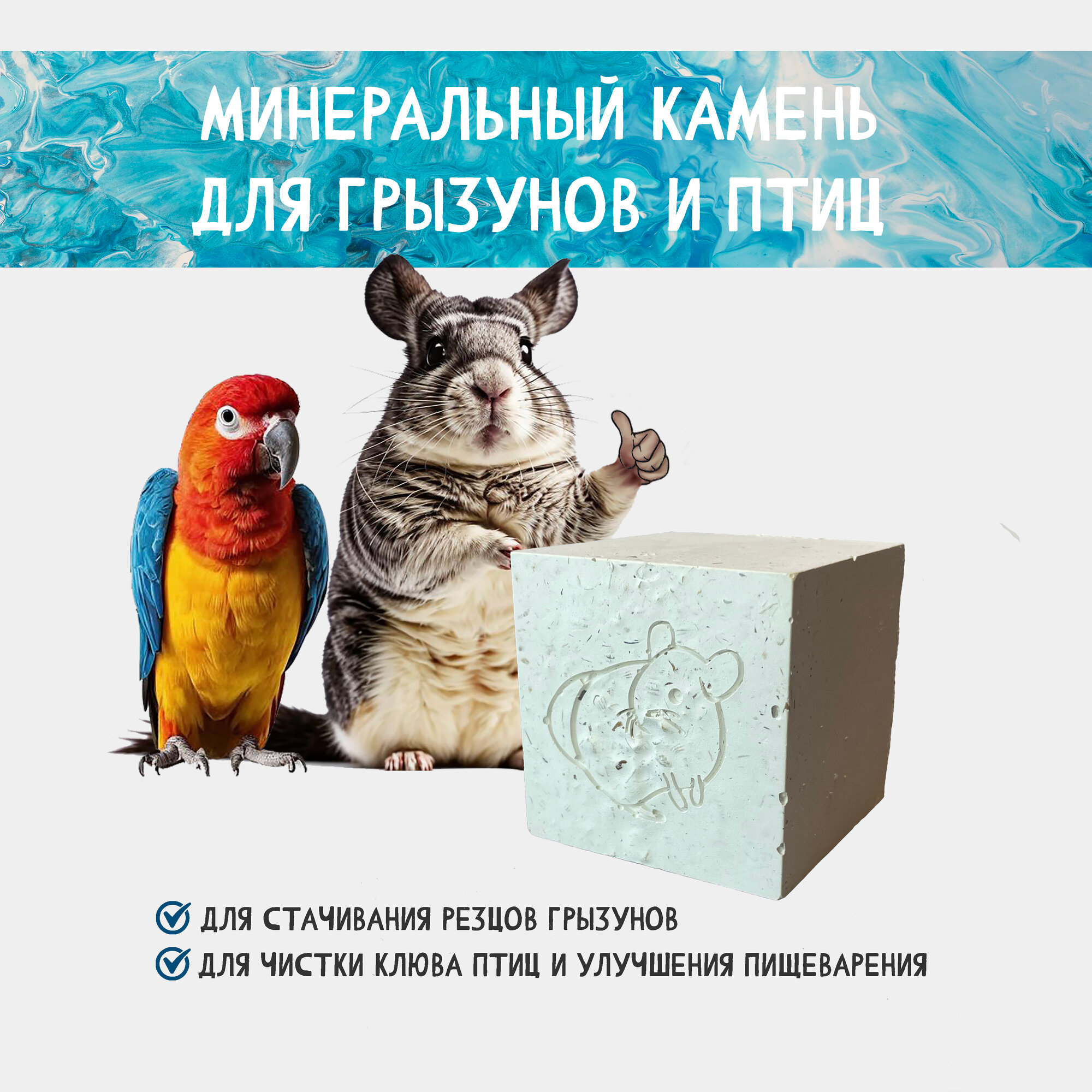 Камень с ракушкой для грызунов и птиц