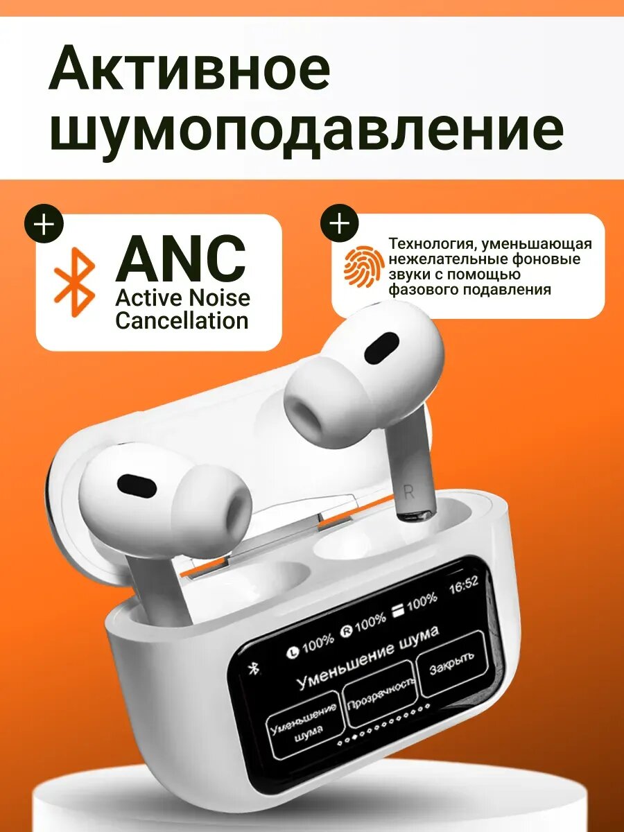 Беспроводные наушники, с дисплеем, для iPhone Android Pods Pro 2 iOS, с сенсорным экраном