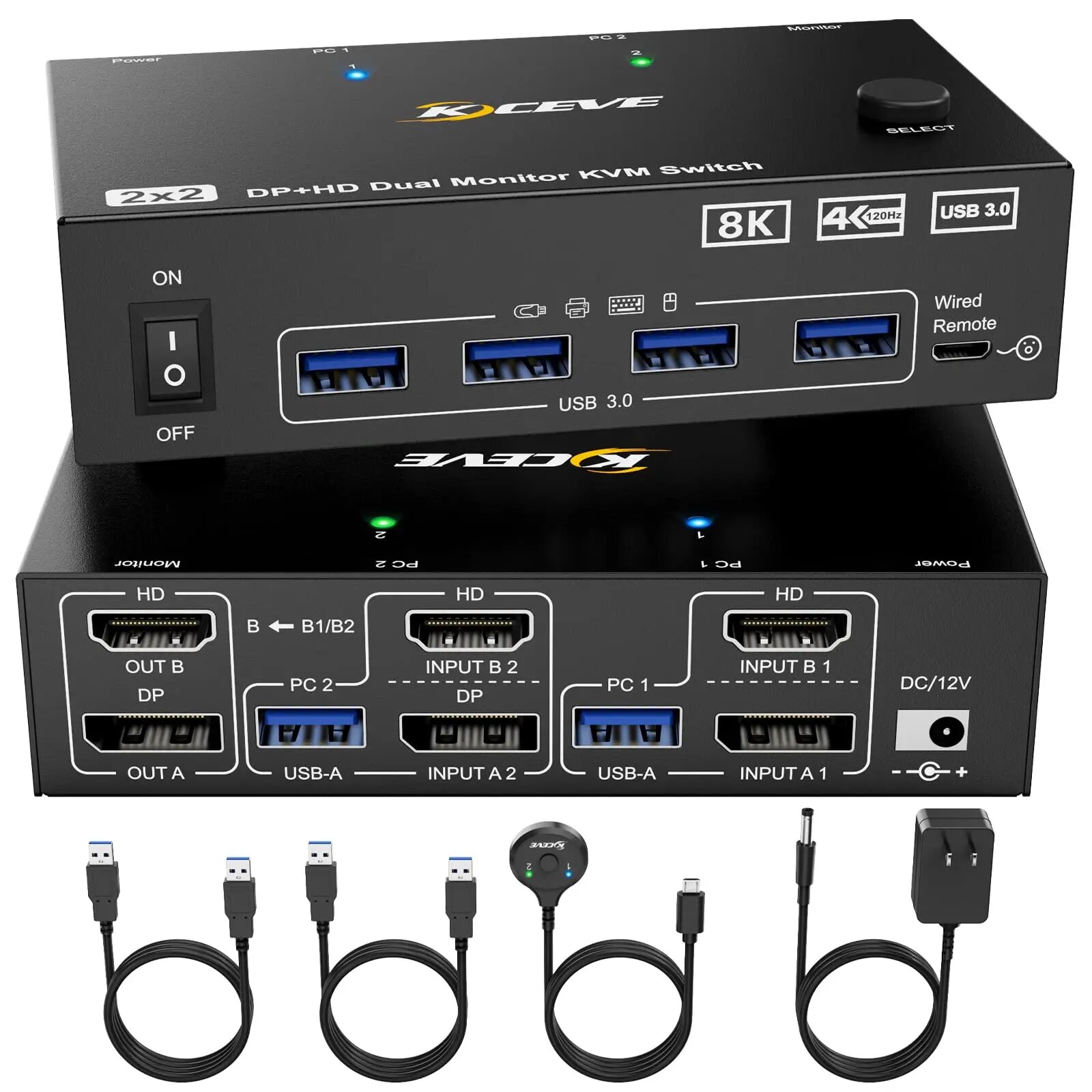 AIMOS KCEVE 2 IN 2 OUT KVM-переключатель HDMI+DP