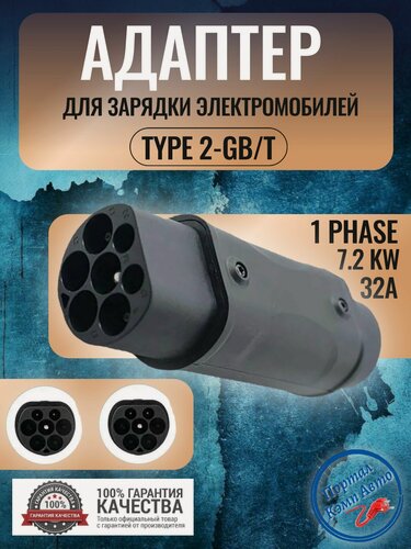Изображение товара Переходник адаптер Teschev Type 2-GBT для зарядки электромобиля 32А 7.2кВт 1 фаза