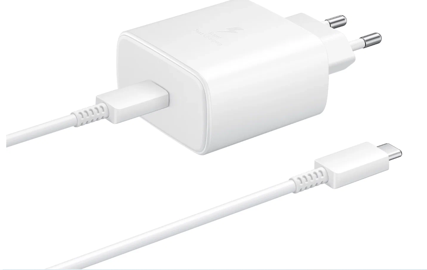 Сетевое зарядное устройство LIDER TRAVEL для Samsung + кабель USB Type-C 45 Вт / Быстрая зарядка 45 Вт / Белый — фото 1