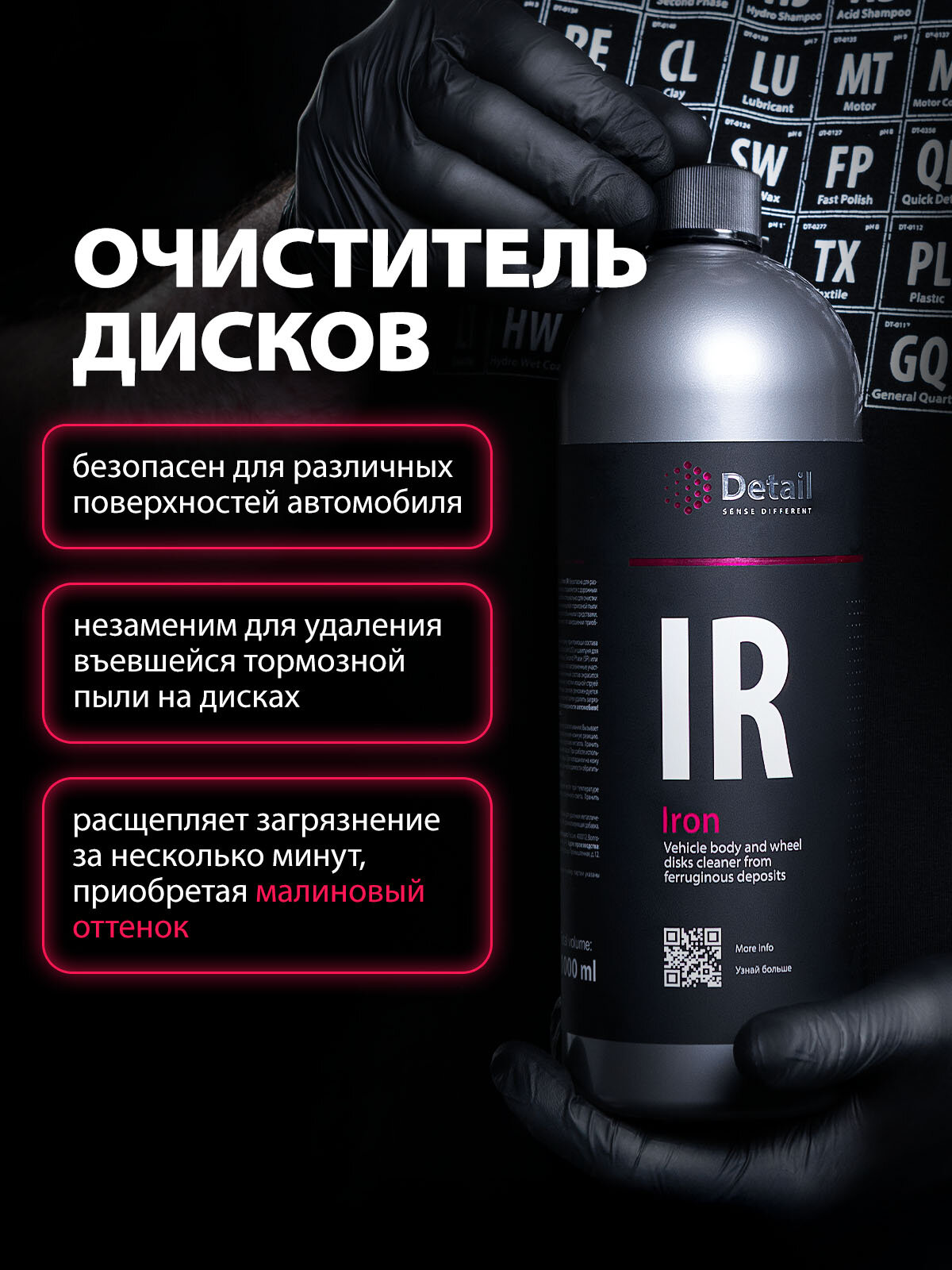 Автохимия Detail Iron очиститель дисков и кузова автомобиля с индикацией процесса реакции 1л. — фото 1