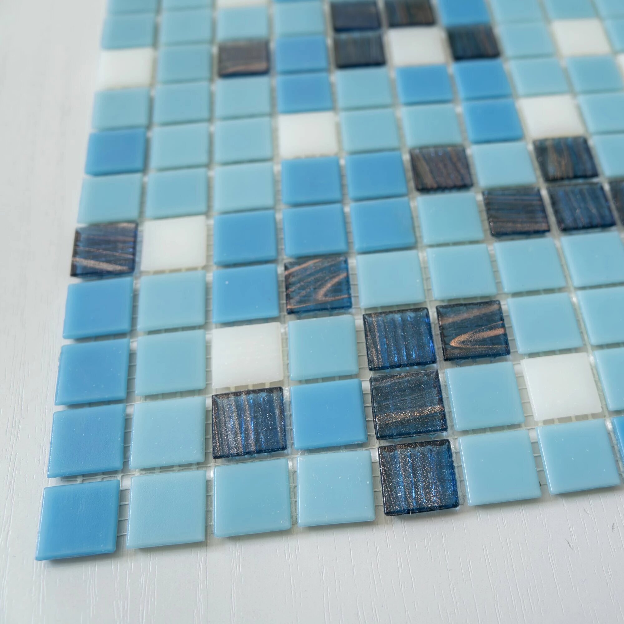 Elada Mosaic Плитка мозаика HK-15 голубой микс коробка 10 матриц 107 м2 32.7 см x 32.7 см