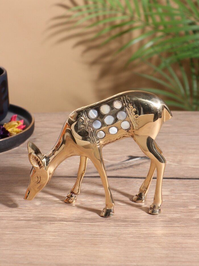 Сувенир Косуля  латунь с перламутром 13 4.5 15 см