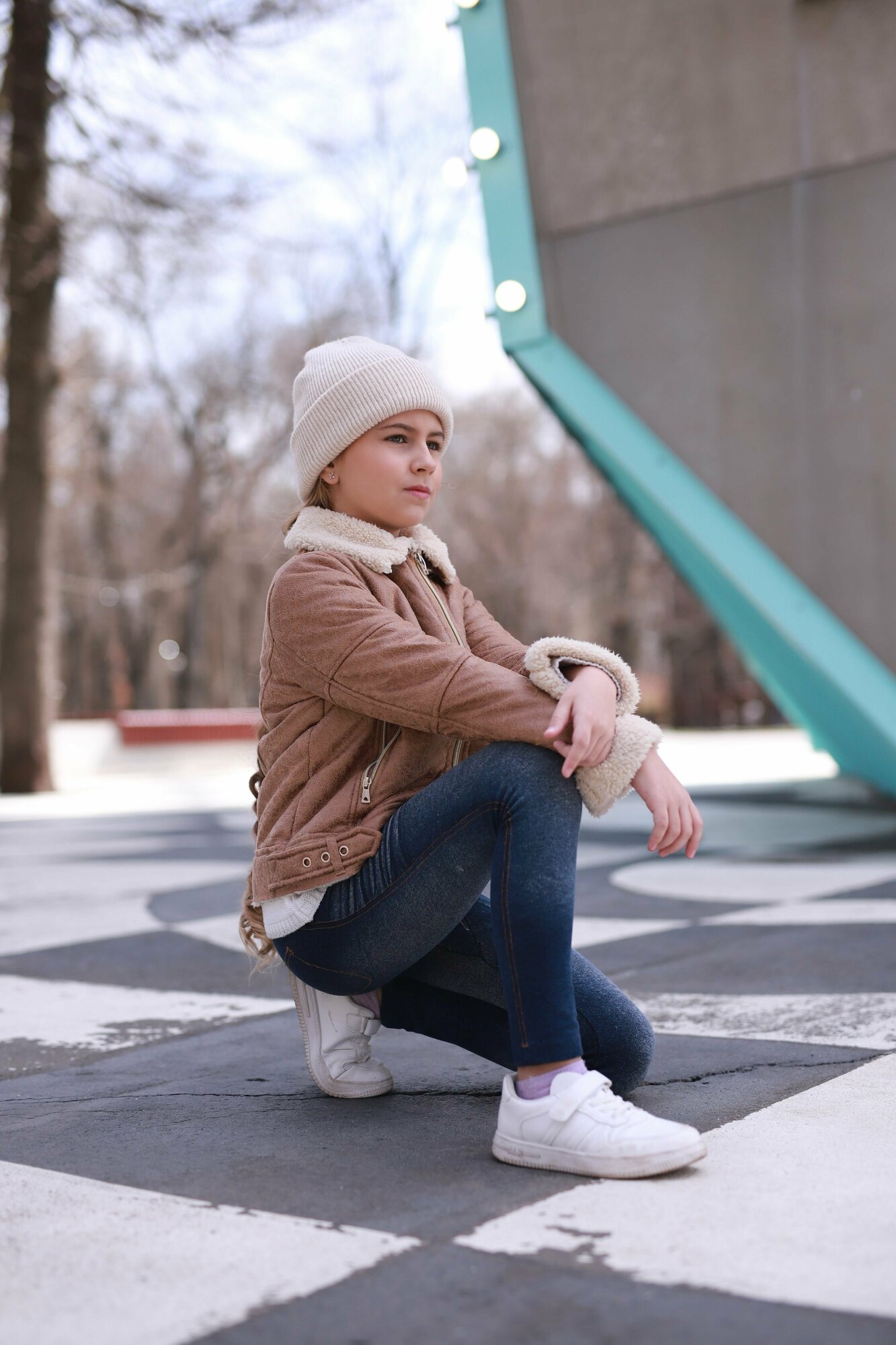 Шапка-бини Андерсен Осень-зима 2022 для девочек, размер 54-56, бежевый — фото 1