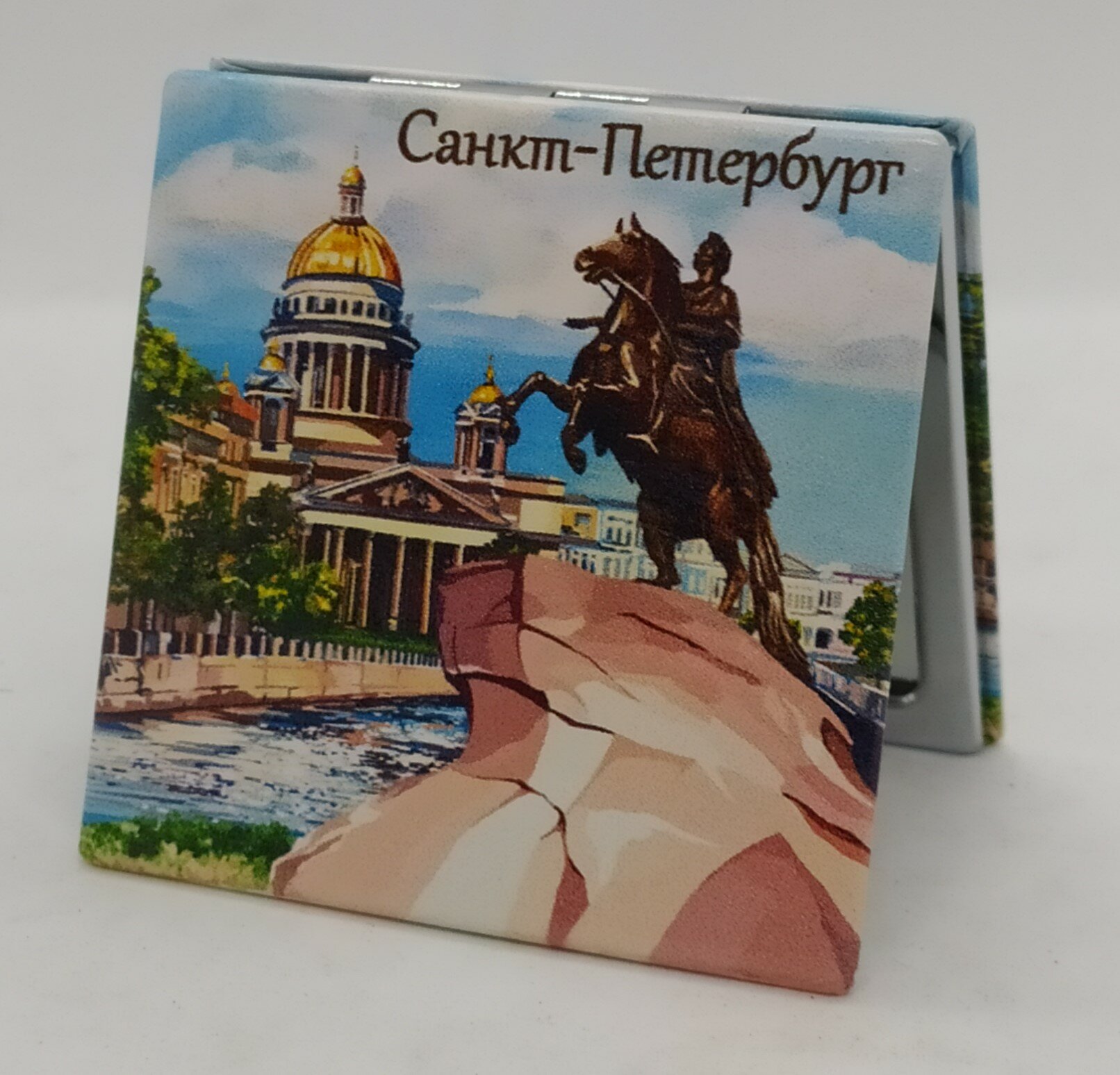 Зеркало кожаное "Санкт-Петербург, Исаакий-Всадник" — фото 1