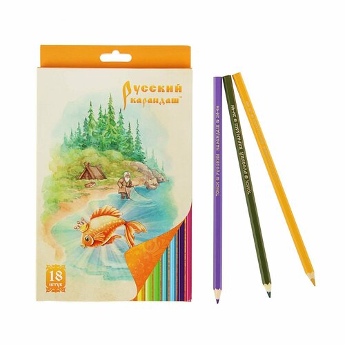 Карандаши 18цв Русский карандаш. Сказки, дл. 175мм, шестигранные ok 6.4мм