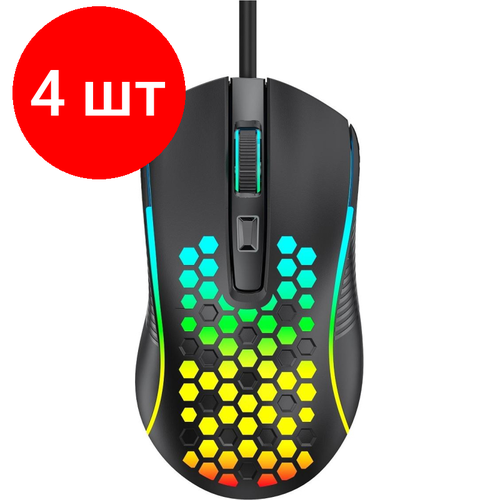 Комплект 4 штук Мышь компьютерная проводная AULA S11 USB dpi1200-3600 подсветка 431600₽