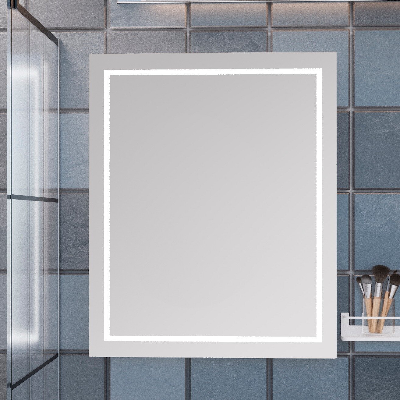 фото Зеркало шкаф Emmy Родос 50 с подсветкой, правый