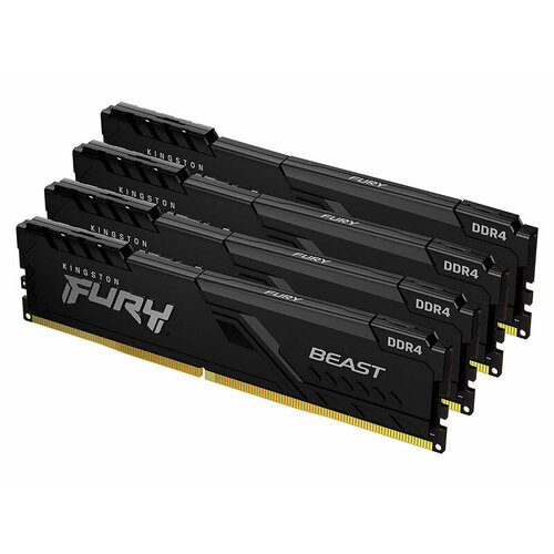 Оперативная память 64Gb Kingston FURY Beast Black PC25600, 3200Mhz, CL16 (Kit of 2) (KF432C16BBK2/64) (retail) оперативная память kingston fury beast kf432c16bbk2 16 ddr4 16гб