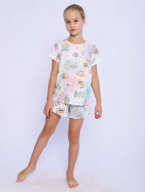 Комплект одежды Милаша, размер 104, фиолетовый, белый