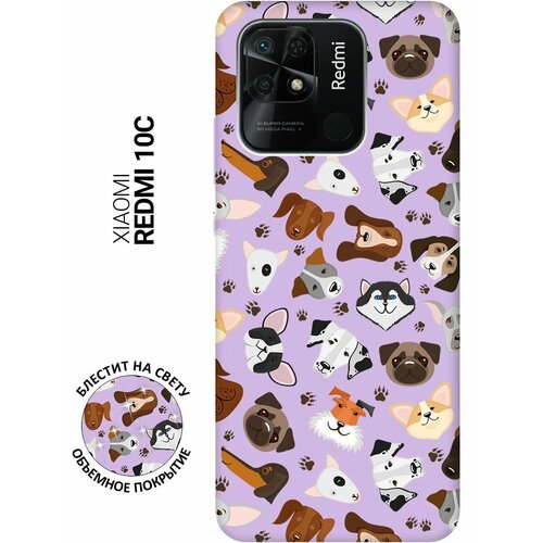 Силиконовый чехол на Xiaomi Redmi 10C, Сяоми Редми 10С Silky Touch Premium с принтом Dogs Pattern сиреневый силиконовый чехол на xiaomi redmi 10c сяоми редми 10с silky touch premium с принтом shut down сиреневый